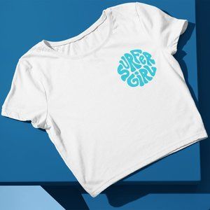 🆕Surfer Girl Shirt White Fitted Crop Top Tee